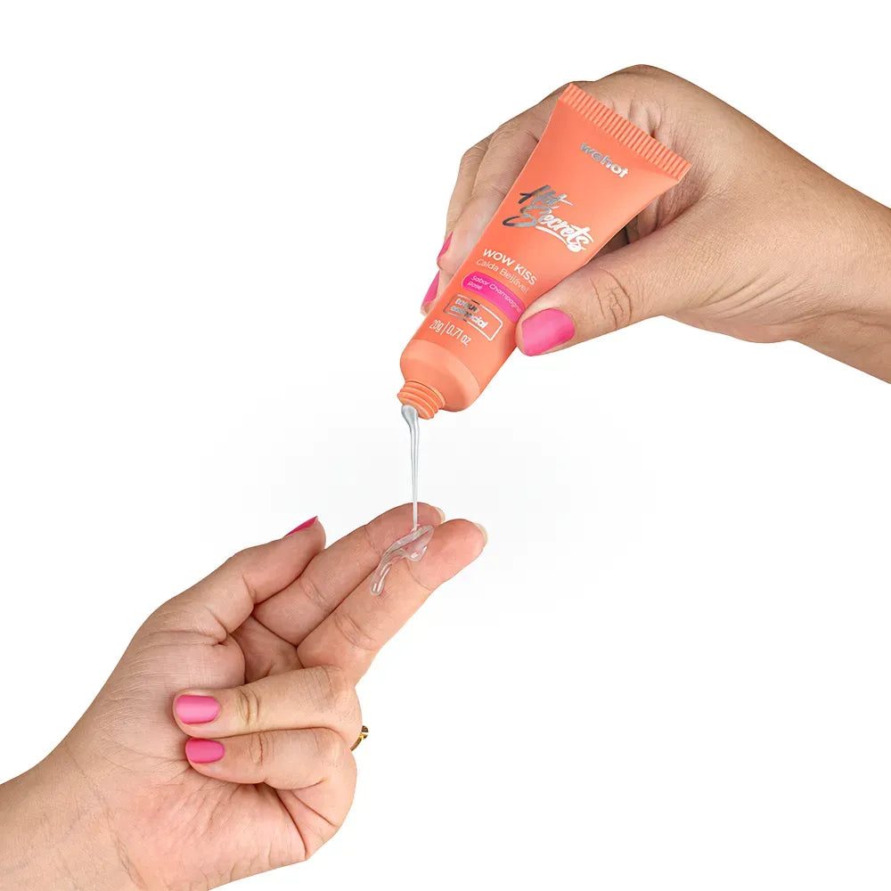 Calda Beijável Wow Kiss – Sabor Champagne Rosé | Wehot Hot Secrets, 20g