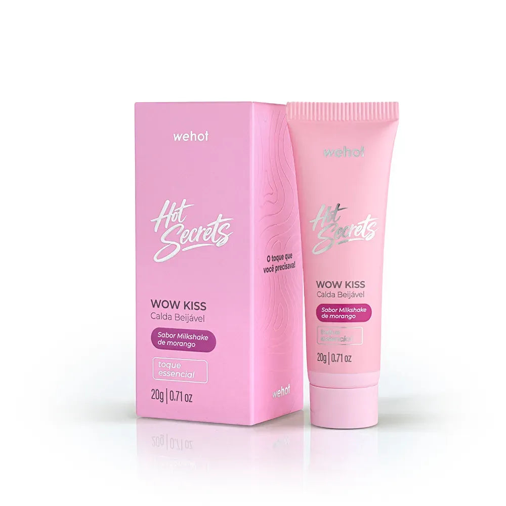 Calda Beijável Wow Kiss – Sabor Milkshake de Morango | Wehot Hot Secrets, 20g