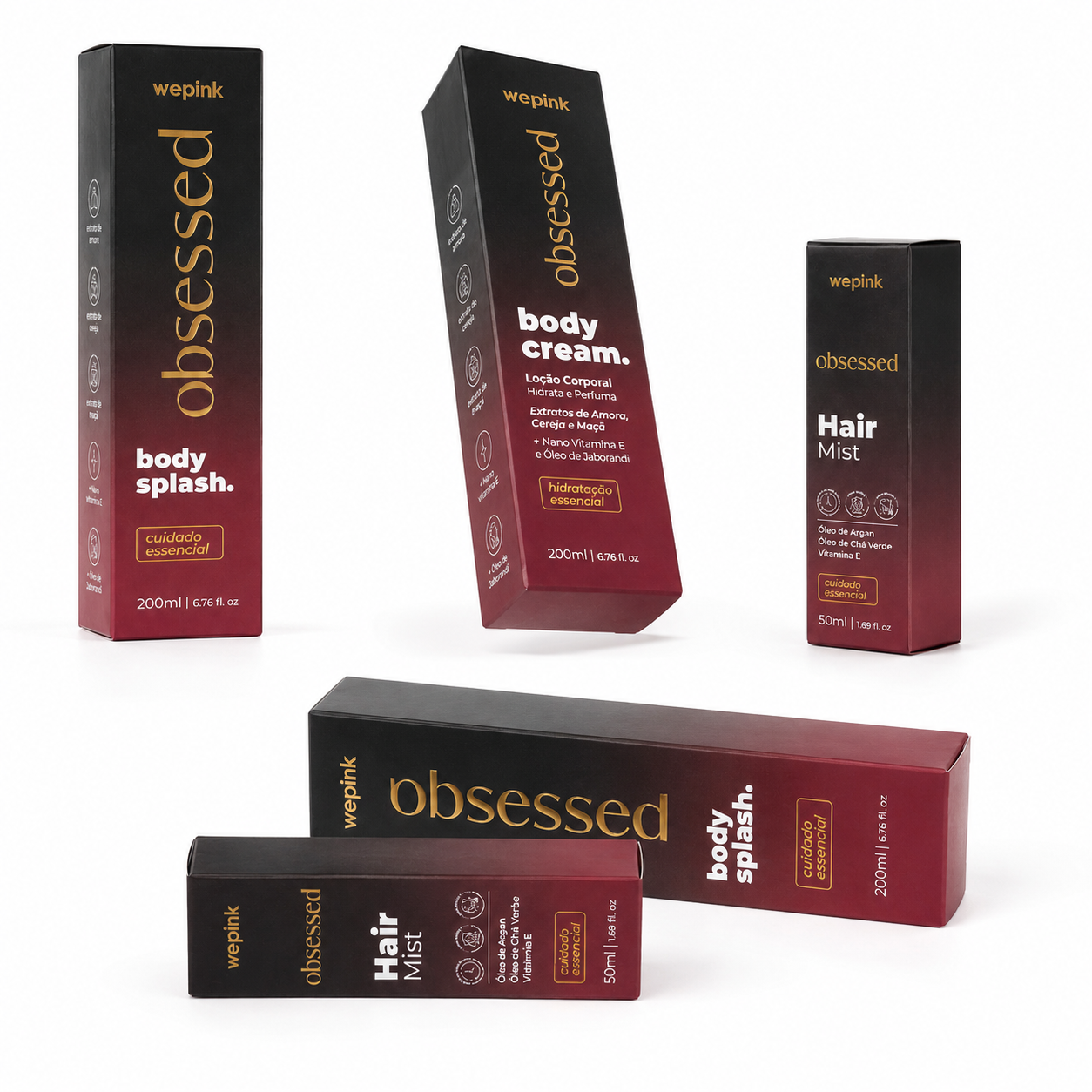 Kit Obsessed - Perfume, Body Splash, Body Cream e Hair Mist Capilar - Wepink