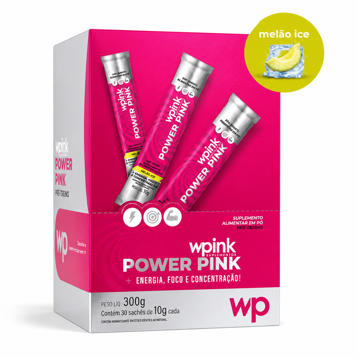 Power Pink Melão Ice Pré-Treino Saches 300g - WP
