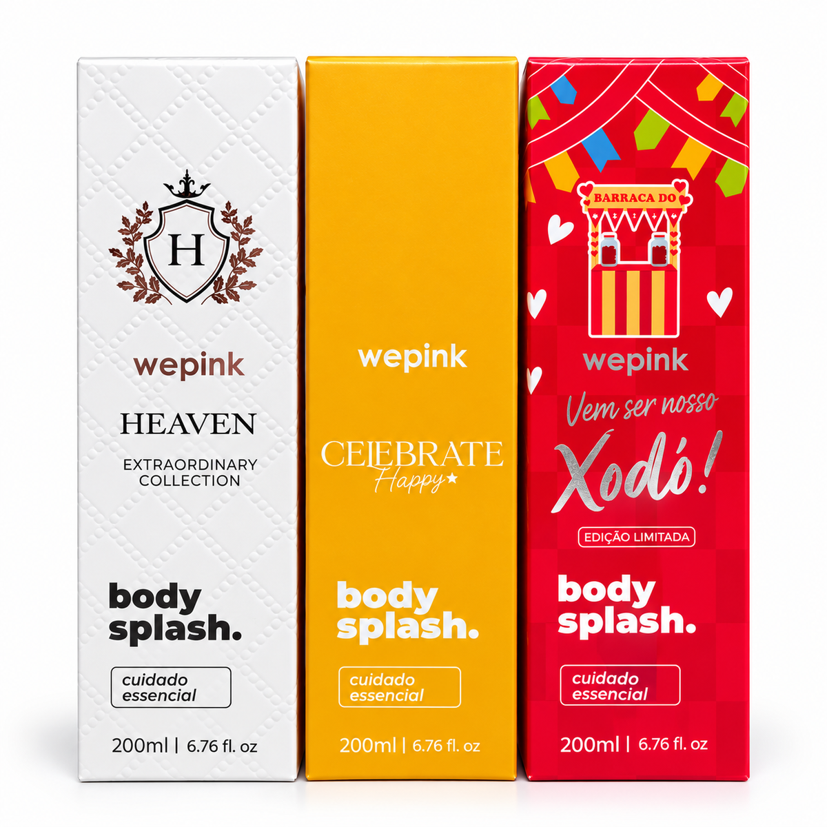 Kit 3 Body Splash Wepink 200 ml -  Heaven, Celebrate Happy e Xodó