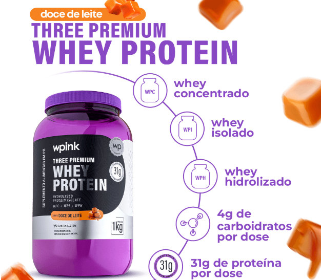 Three Premium Whey Protein Doce de Leite 1kg - WP